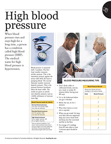 High Blood Pressure brochure by the American Institute for Preventive Medicine. www.HealthyLife.com. All rights reserved.