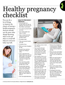 Prenatal Self-Care book by the American Institute for Preventive Medicine. www.HealthyLife.com. All rights reserved.