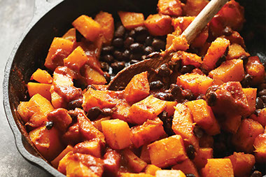 Image of buttermilk squash with black beans.