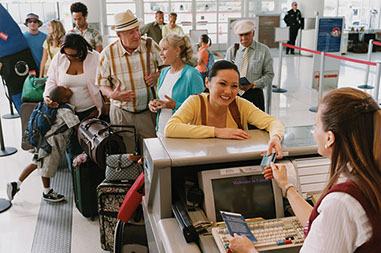 Image of airport check-in line.